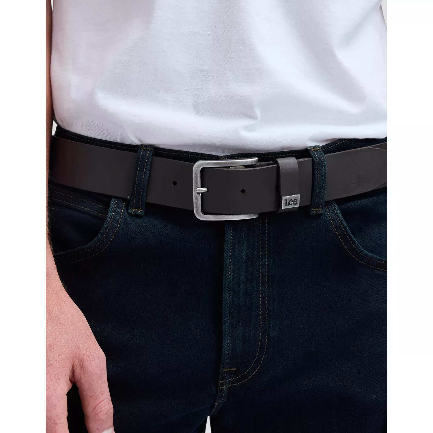 PASEK SMALL LOGO BELT DARK BROWN