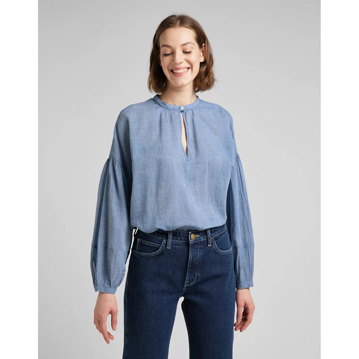 L45OUOUW 00 L Koszula RELAXED BLOUSE ARCTIC ICE