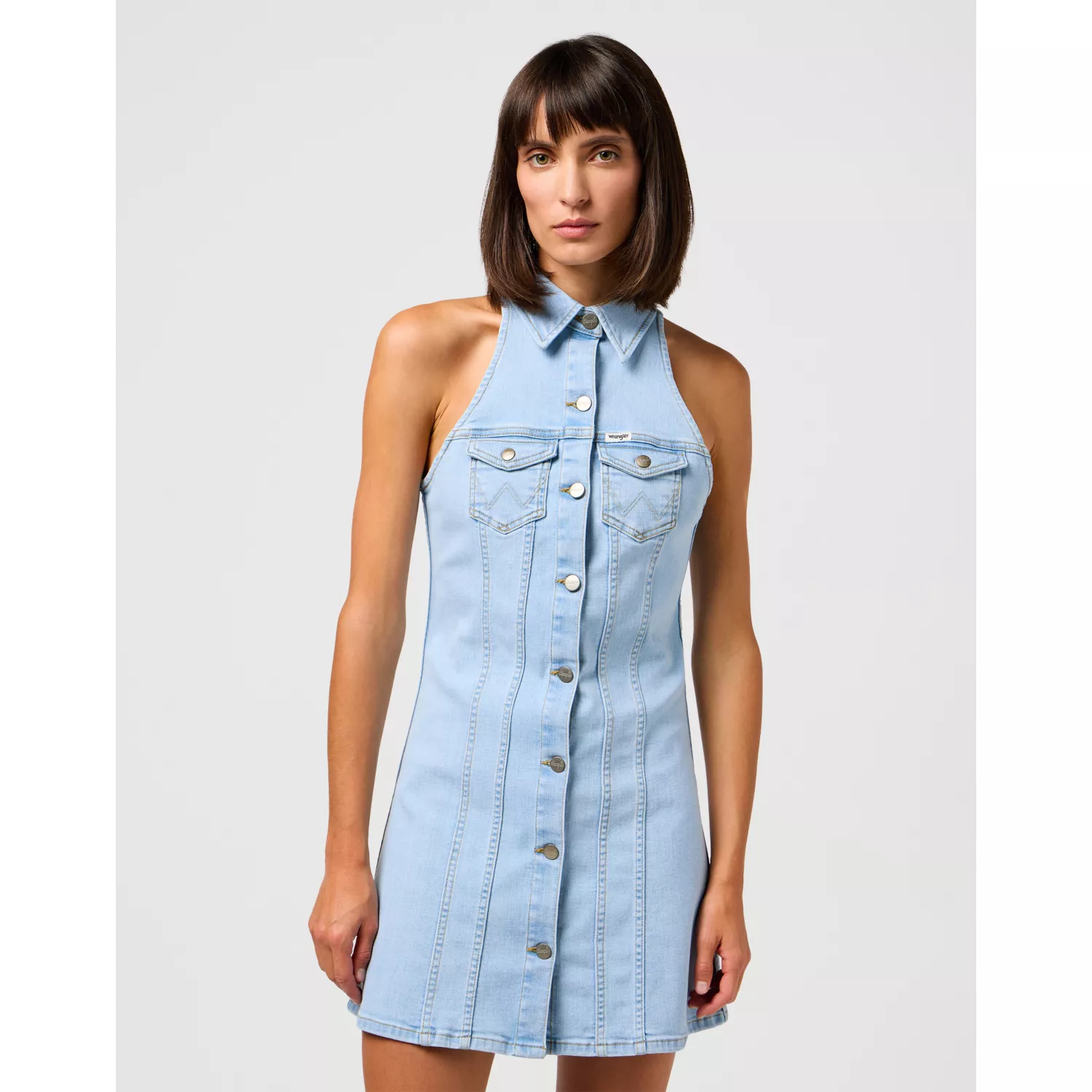 112352529  S DENIM COLLARED SUKIENKA  SUNBLEACH
