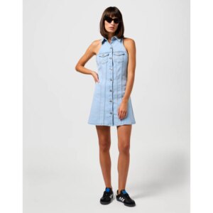 112352529  S DENIM COLLARED SUKIENKA  SUNBLEACH
