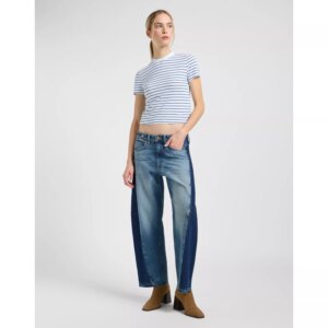 112363460 00 XS CROPPED TEE WHITE INDIGO STRIPE