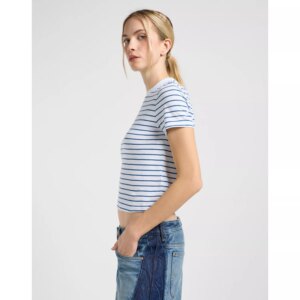112363460 00 XS CROPPED TEE WHITE INDIGO STRIPE