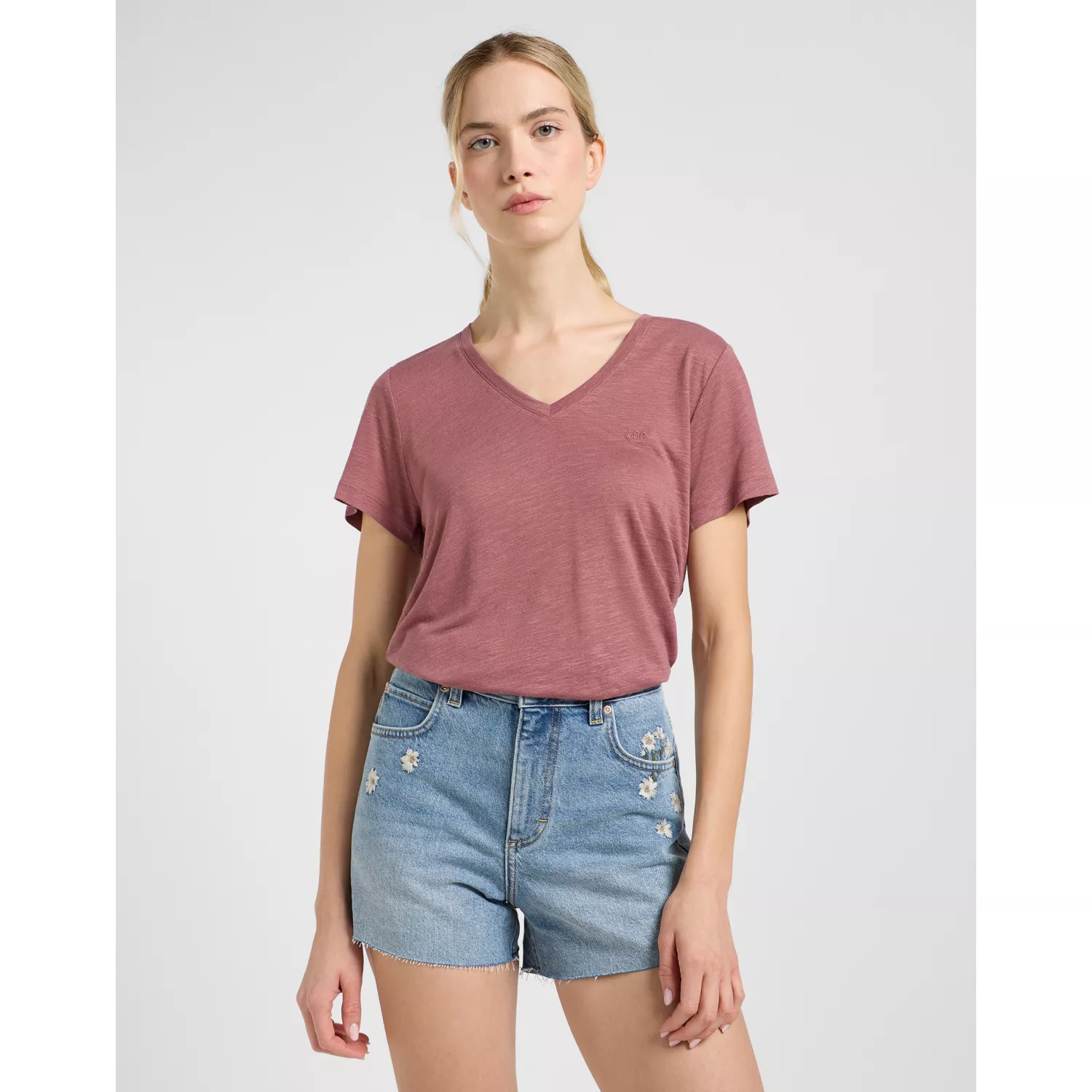 112363617 00 S V NECK TEE HENNA