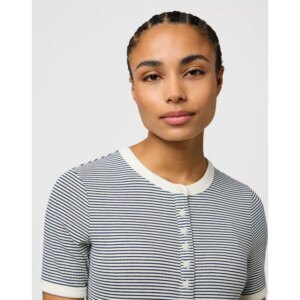 FEMME KNIT HENLEY NAVY KOSZULKA
