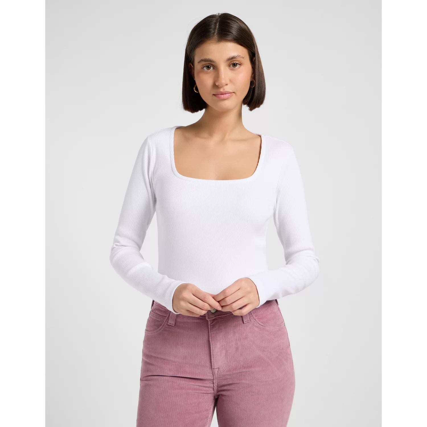 LS SQUARE NECK BRIGHT WHITE KOSZULK
