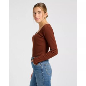 LS SQUARE NECK LUXE BROWN KOSZULKA