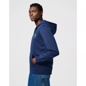 GRAPHIC ZIP HOODIE NAVY BLUZA