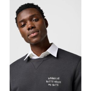 EMBROIDERY CREW FADED BLACK BLUZA