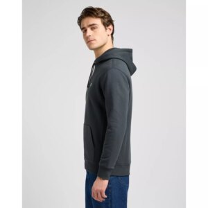 112371838 00 XXL PLAIN HOODIE WASHED BLACK BLUZA