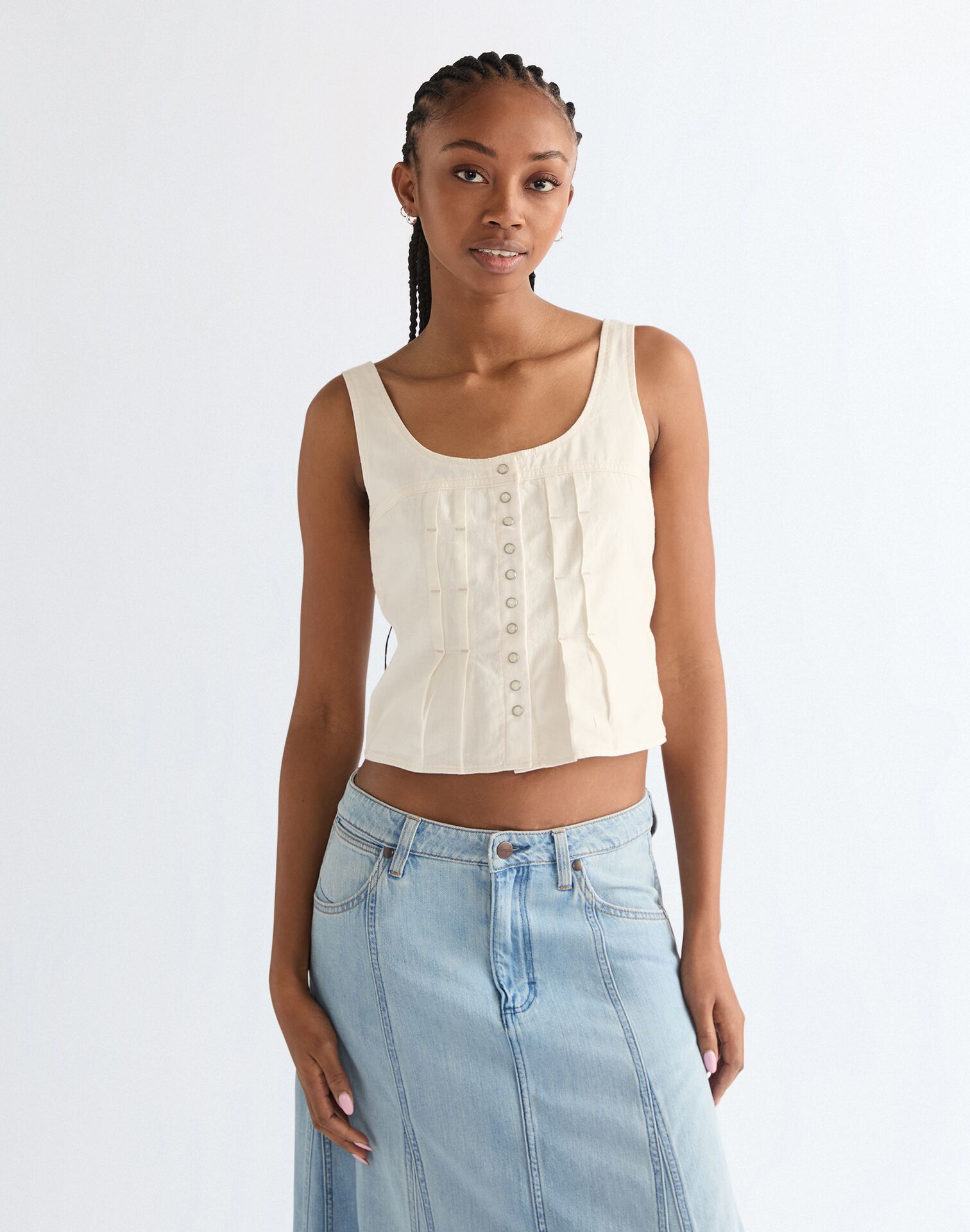 KOSZULA PLEATED CORSET TOP WORN WHI