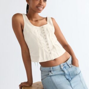 KOSZULA PLEATED CORSET TOP WORN WHI