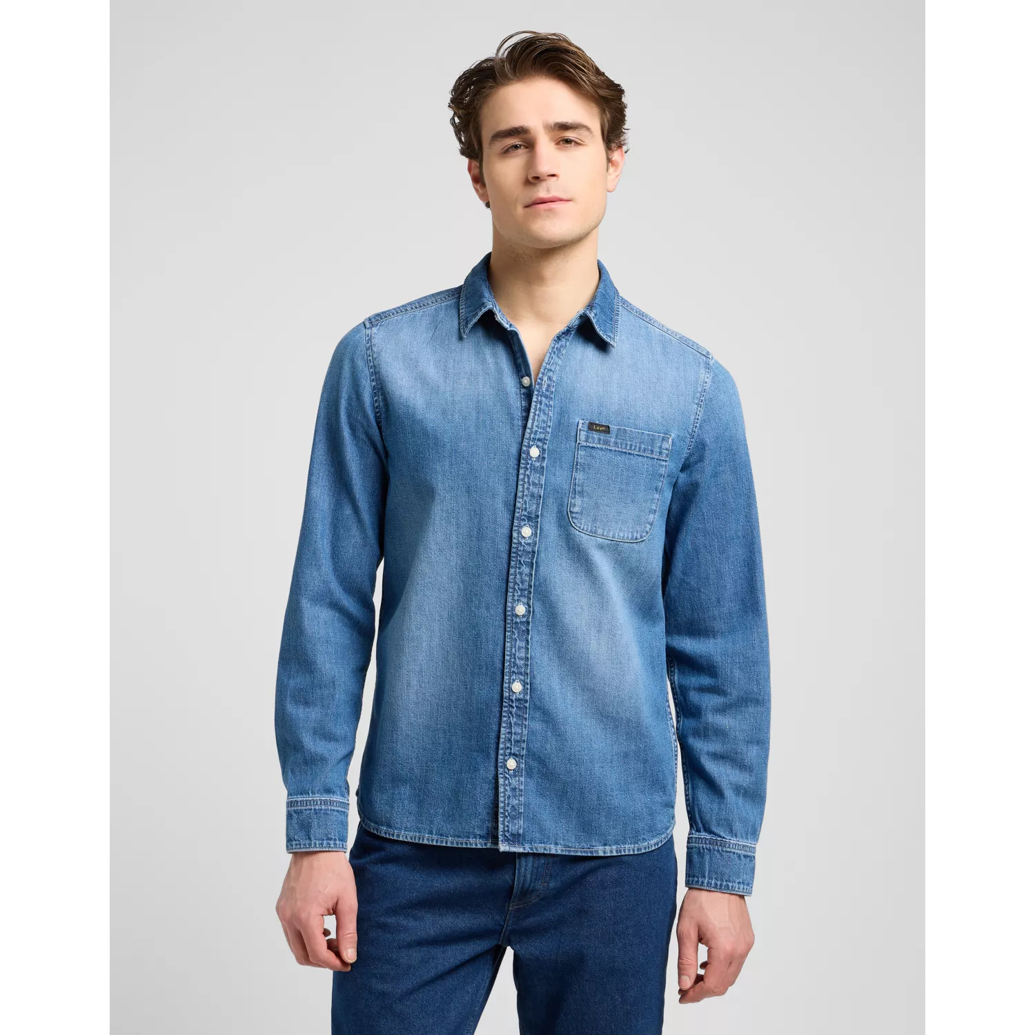 LEESURE SHIRT MID BLUE DENIM KOSZUL