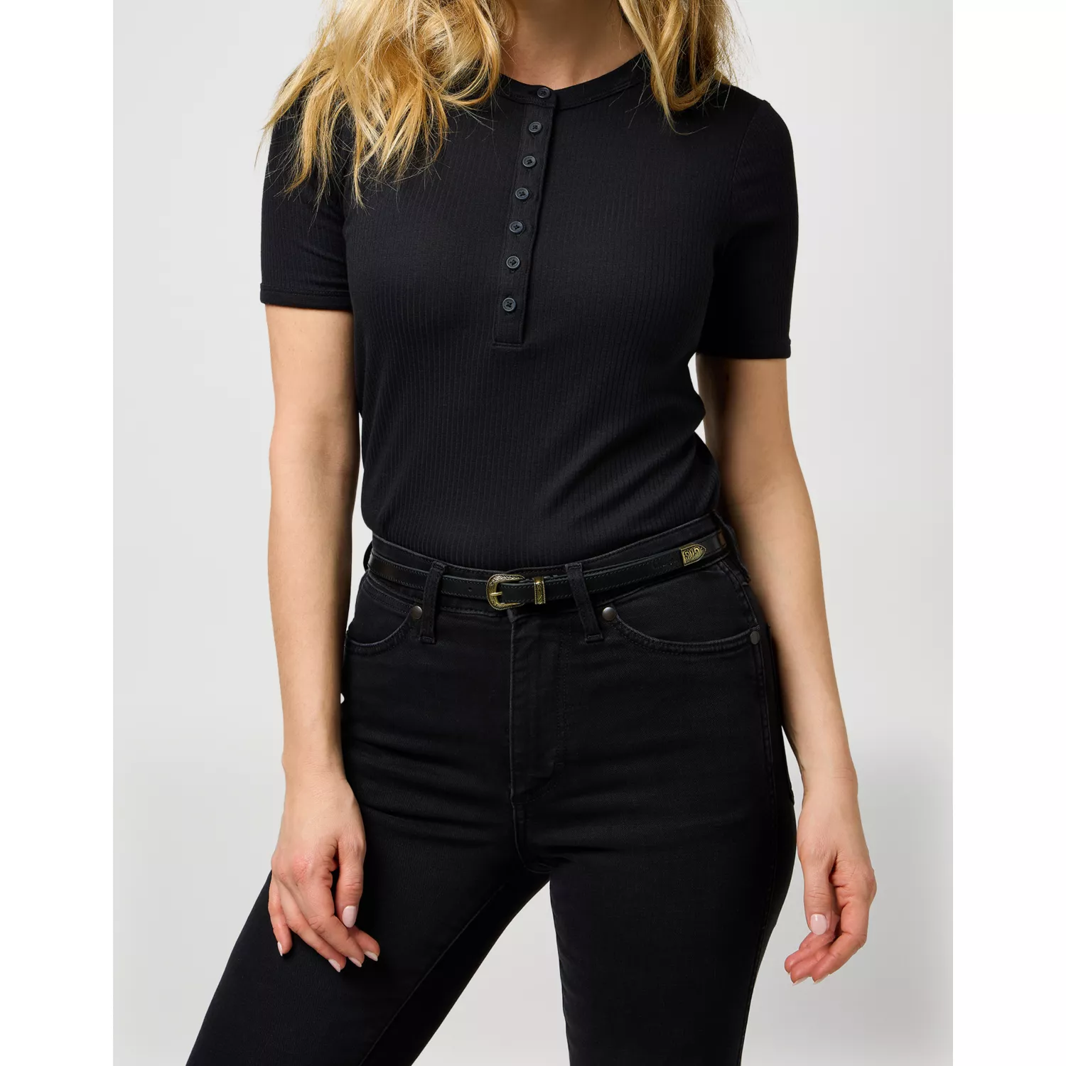 112372930 00 80 THIN WESTERN BELT BLACK PASEK