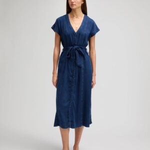 112376936 00 XS SUKIENKA BELTED MIDI DRESS SUNSET