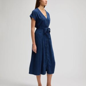 112376936 00 XS SUKIENKA BELTED MIDI DRESS SUNSET