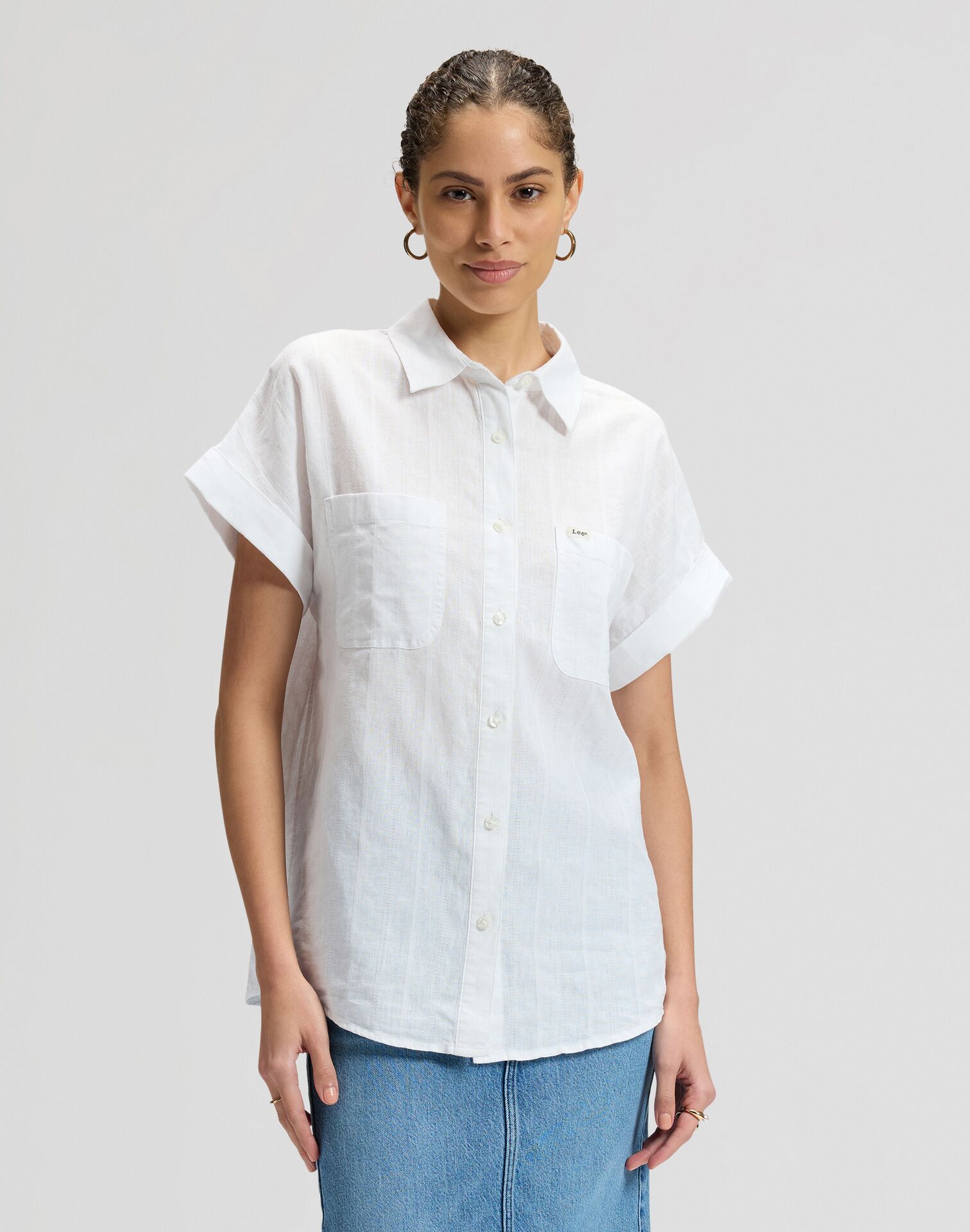 112376977 00 S KOSZULA SS LOOSE UTILITY SHIRT BRIG