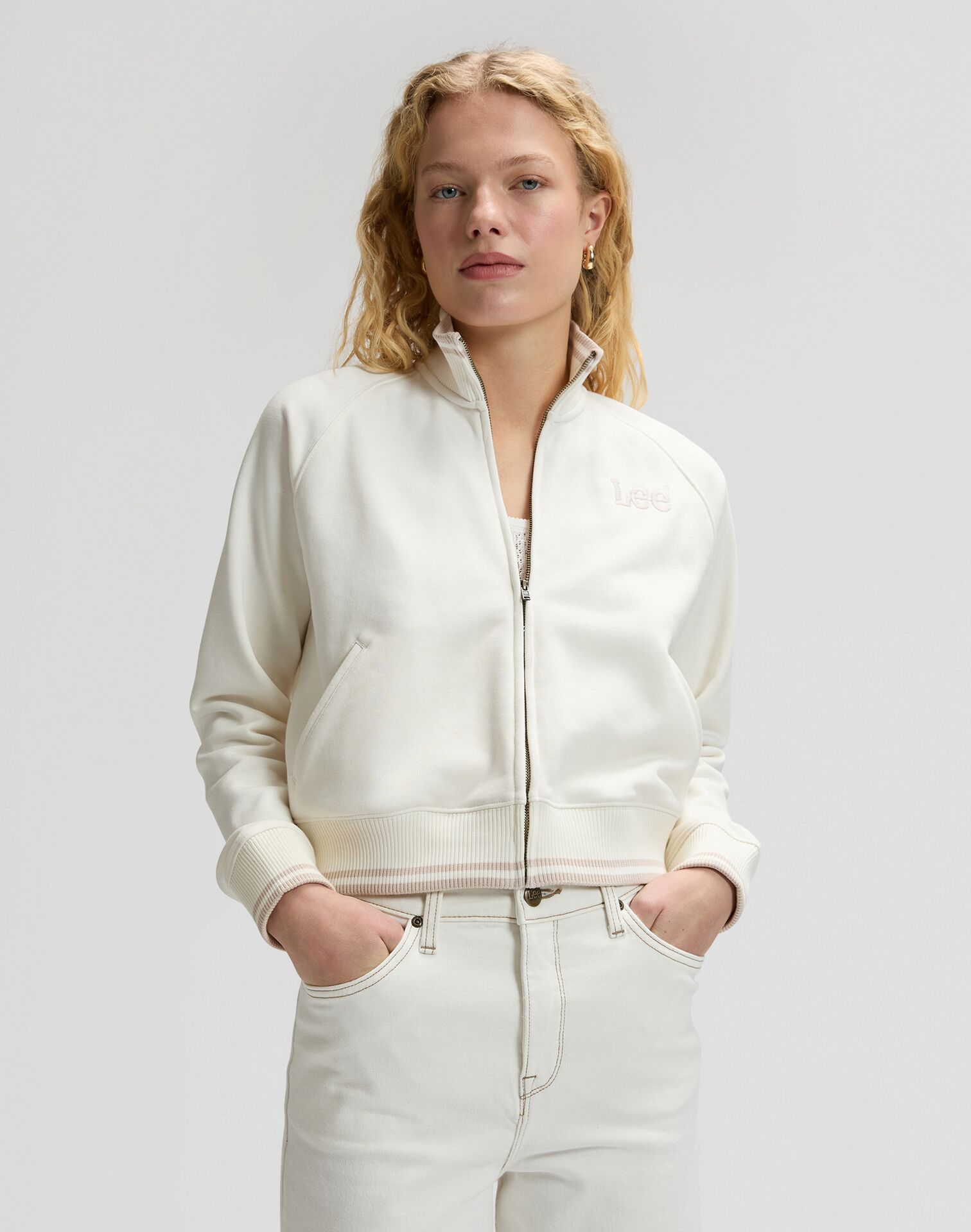 112376983 00 XS BLUZA ZIP UP ECRU