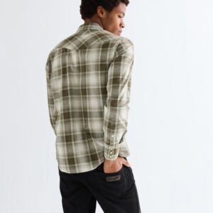 112378078 00 L KOSZULA WESTERN SHIRT GREEN TAN