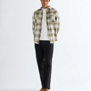 112378078 00 L KOSZULA WESTERN SHIRT GREEN TAN