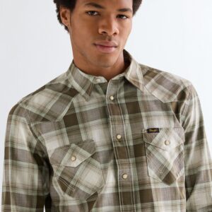 112378078 00 L KOSZULA WESTERN SHIRT GREEN TAN