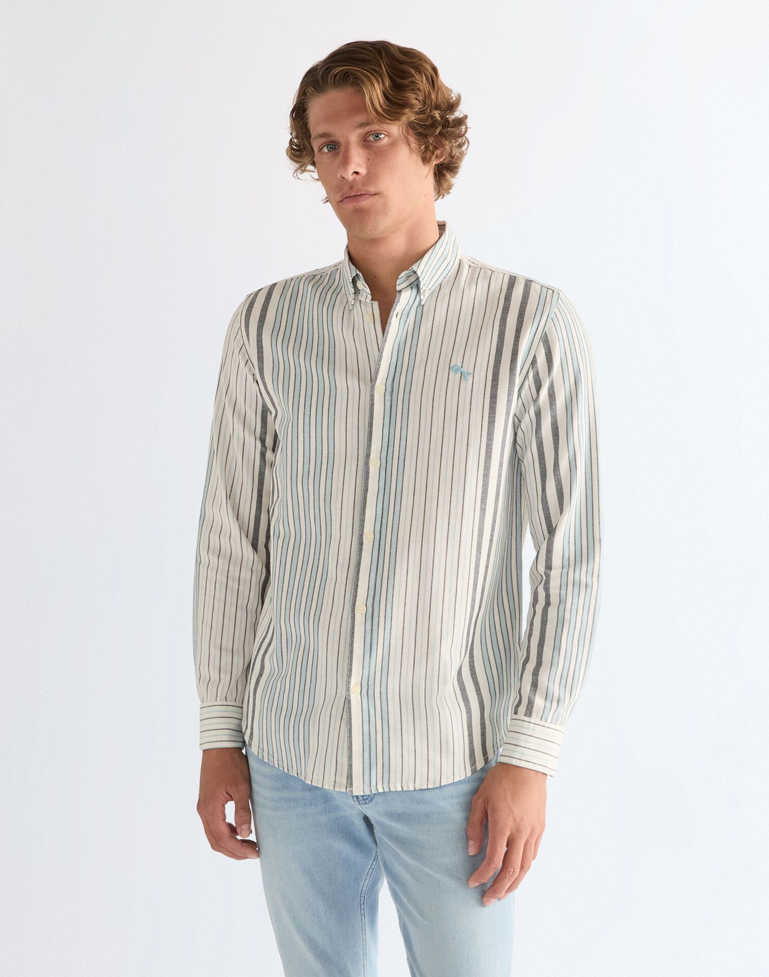 112378098 00 XL KOSZULA OXFORD SHIRT WHITE BLUE