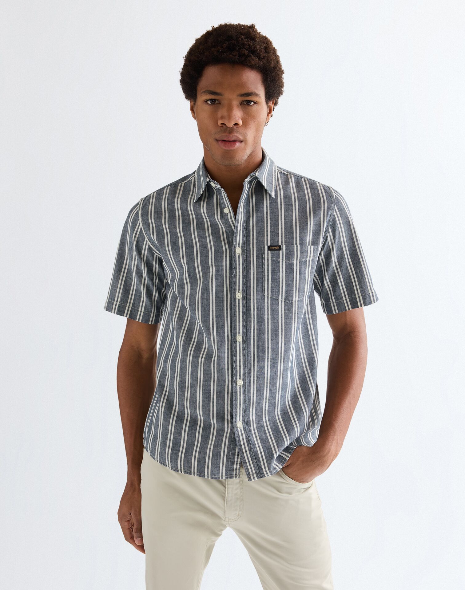 112378121 00 3XL KOSZULA SS CHAMBRAY SHIRT DARK ST