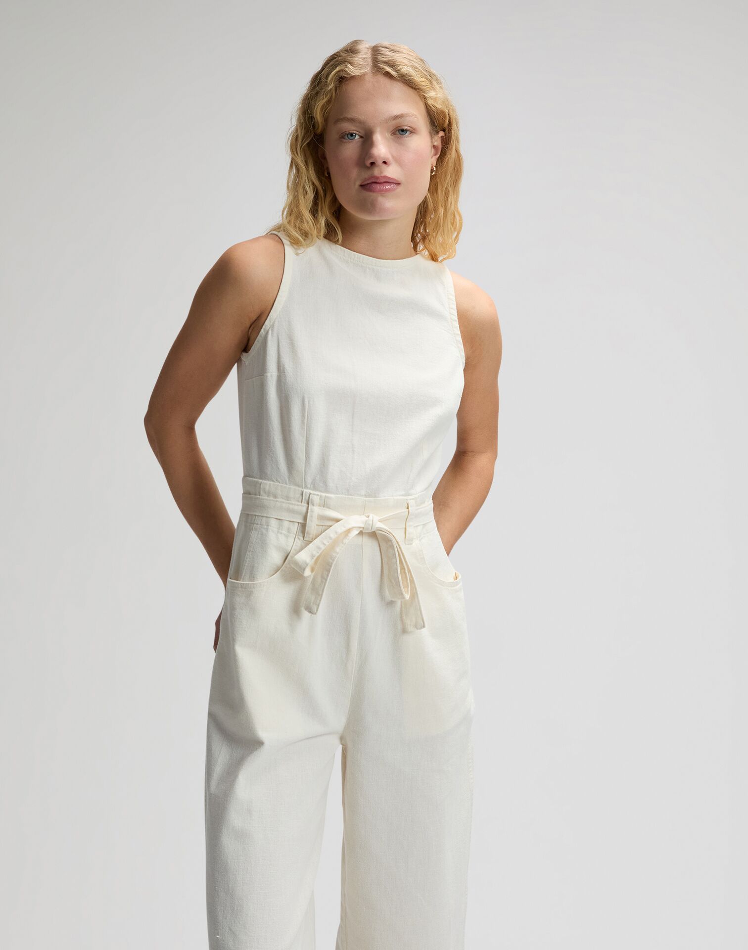 112378299 00 S SPODNIE BOATNECK JUMPSUIT NATURAL