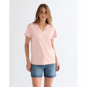 112378329 00 S KOSZULKA V NECK TEE SILVER PINK