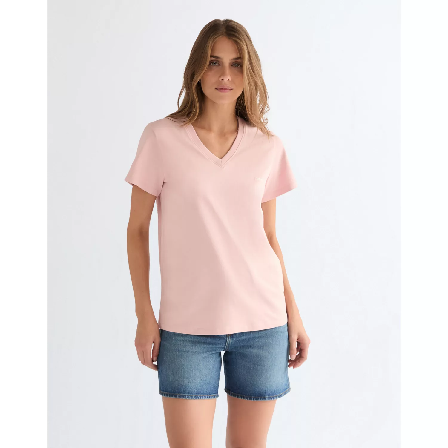 112378329 00 S KOSZULKA V NECK TEE SILVER PINK