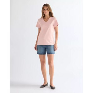 112378329 00 S KOSZULKA V NECK TEE SILVER PINK