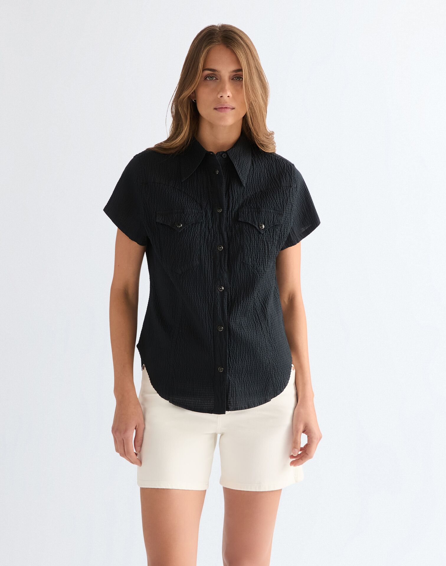 112379035 00 S KOSZULA SS STYLIZED WESTERN BLACK