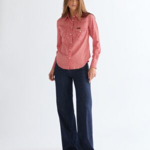 112379036 00 S KOSZULA WESTERN SHIRT FLAME SCARLET