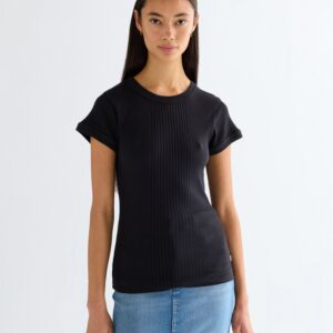 112380152 00 S KOSZULKA CAPPED RIB SHIRT BLACK