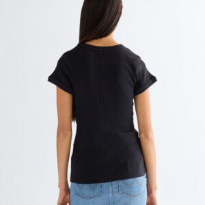 112380152 00 S KOSZULKA CAPPED RIB SHIRT BLACK
