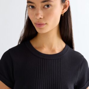 112380152 00 S KOSZULKA CAPPED RIB SHIRT BLACK