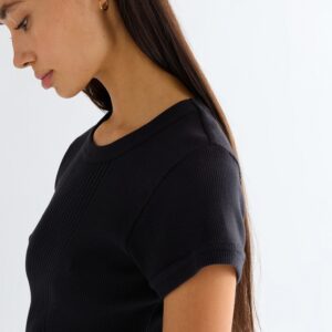 112380152 00 S KOSZULKA CAPPED RIB SHIRT BLACK